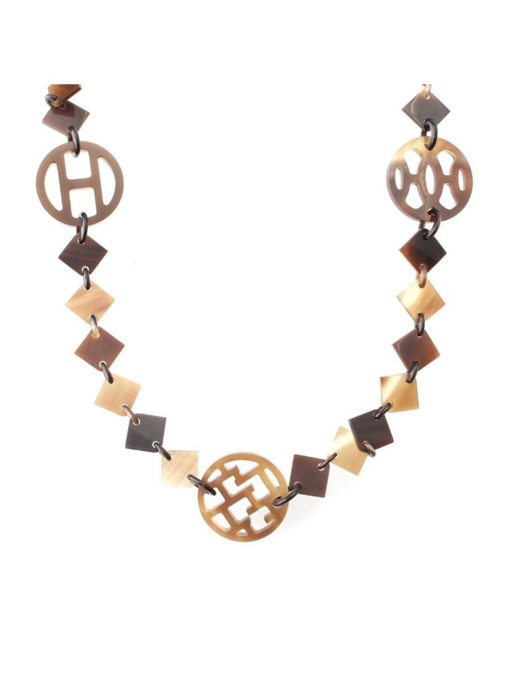 Hermes Diva Buffalo Horn Necklace Brown